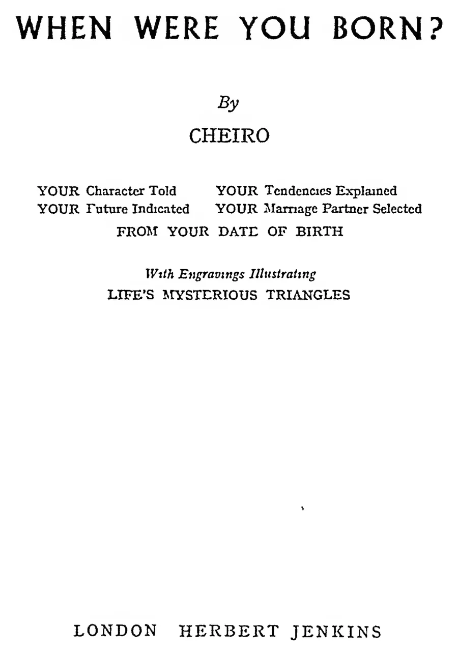 Title page of When Were You Born? by Cheiro (Count Louis Hamon)