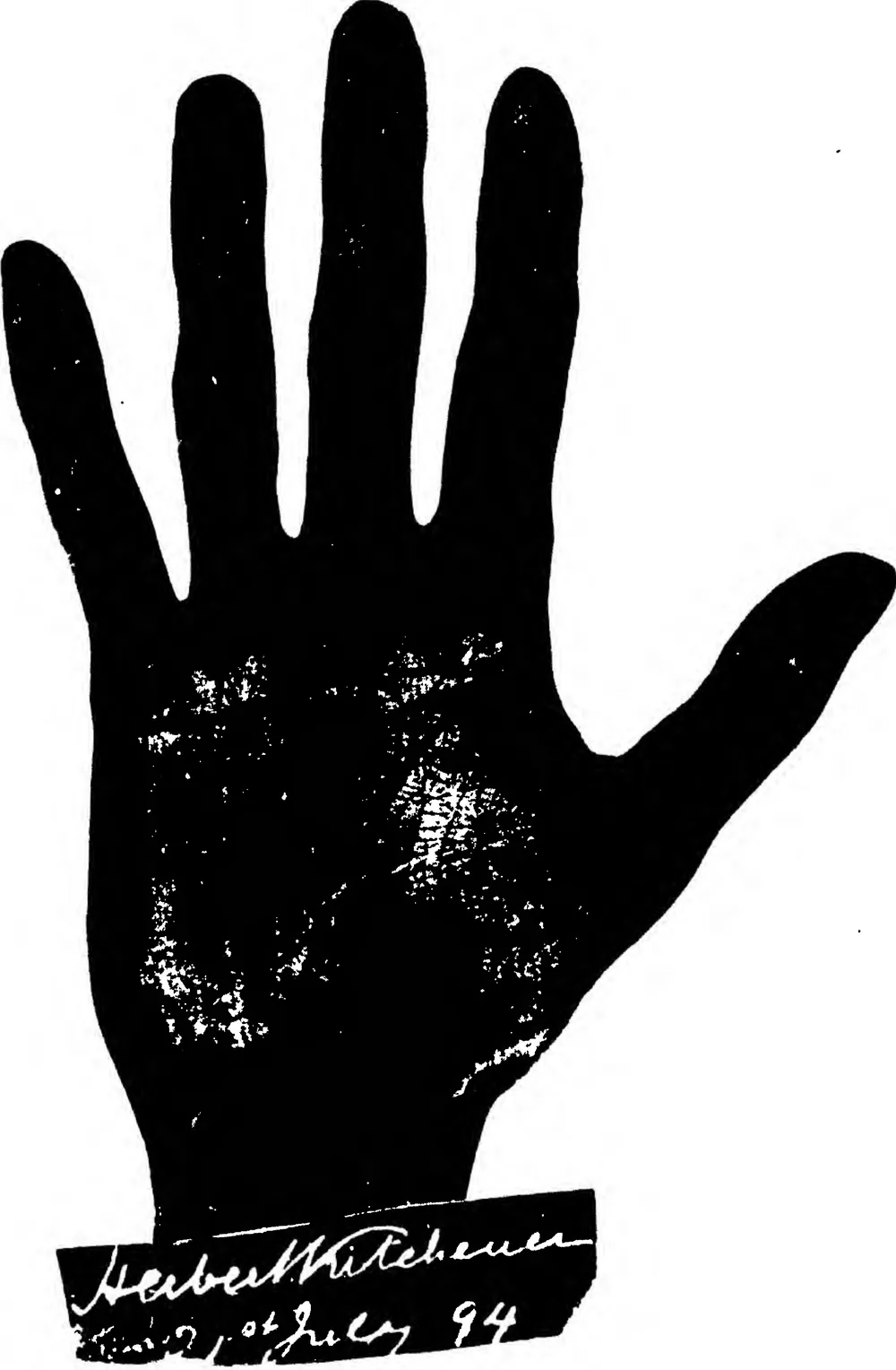 AUTOGRAPHED IMPRESSION OF THE HAND OF LORD KITCHENER OF KHARTOUM. The only one that was ever made.
