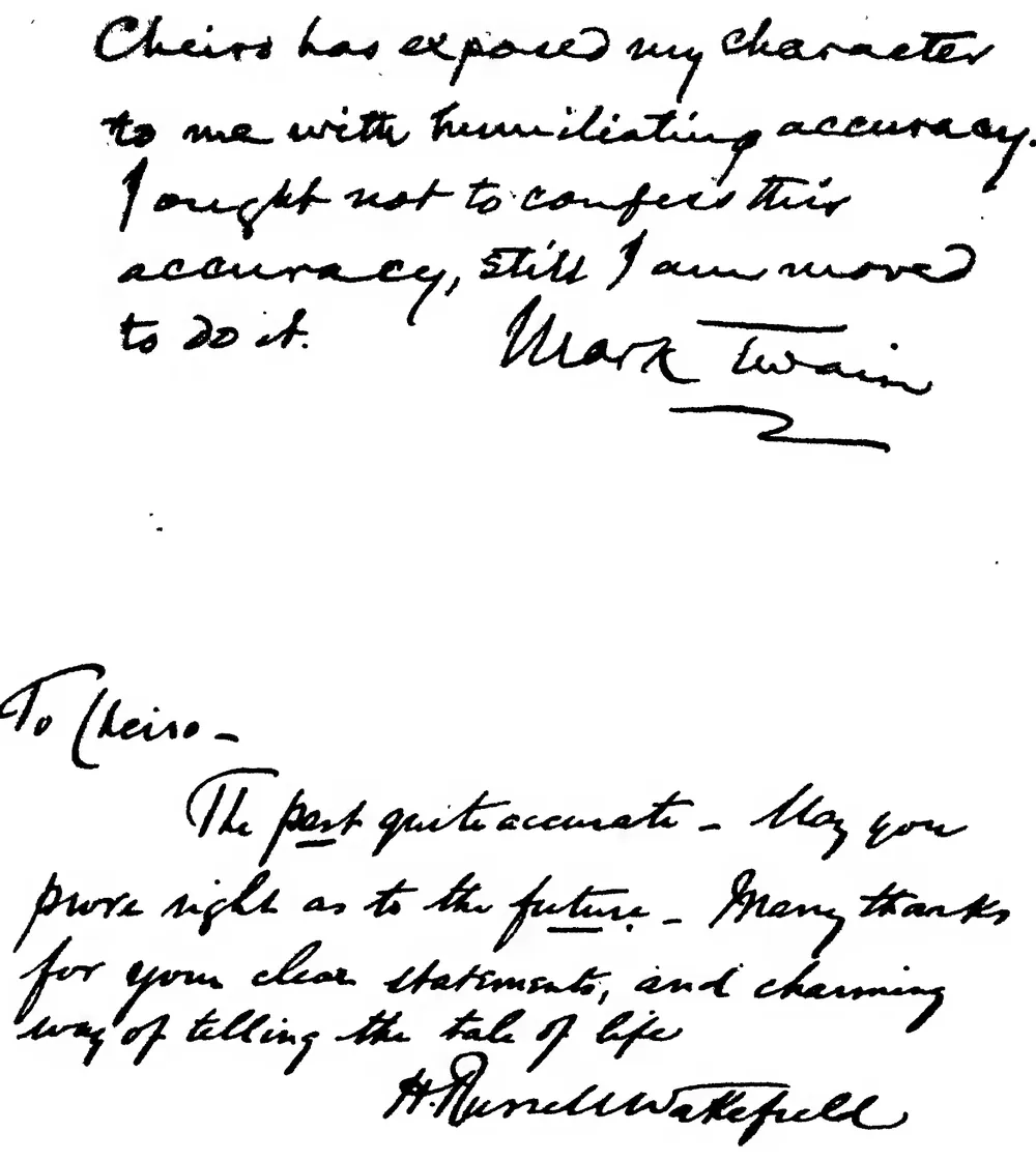 A Page from “Cheiro’s” Visitors’ Book: “Mark Twain” and the Rev. H. Russell Wakefield (Later Bishop of Birmingham)