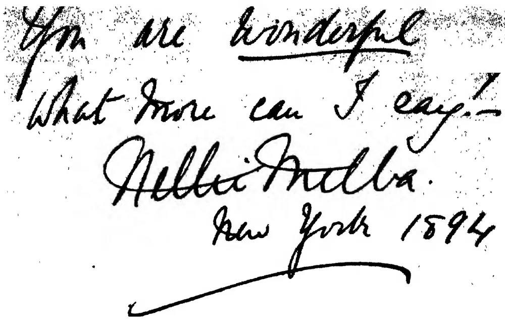 Madame Melba’s Words in “Cheiro’s” Visitors’ Book