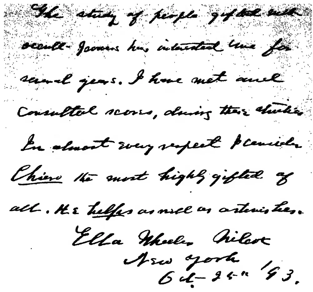 Testimony from Ella Wheeler Wilcox