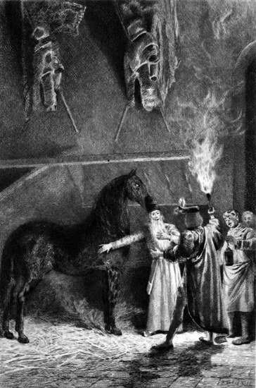In the Stable. Drawn and etched by R. de los Rios