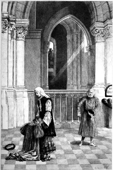 Arthur before the Queen. Drawn and etched by R. de los Rios