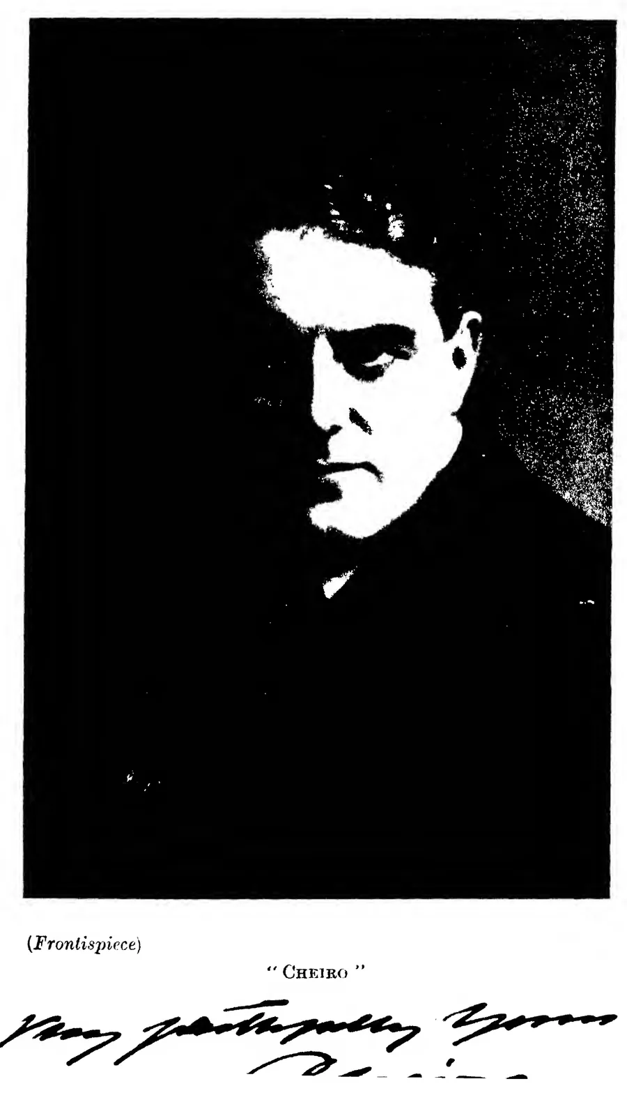 Frontispiece portrait photograph of Cheiro with his signature