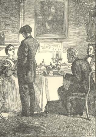 Mr. Harthouse dines at the Bounderby’s. Illustration by Marcus Stone, Maurice Greiffenhagen or F. Walker