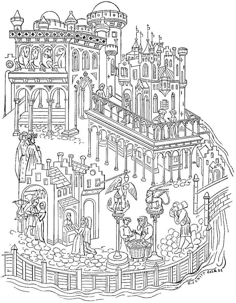 The Piazzetta at Venice. (From the Bodleian MS. of Polo.)