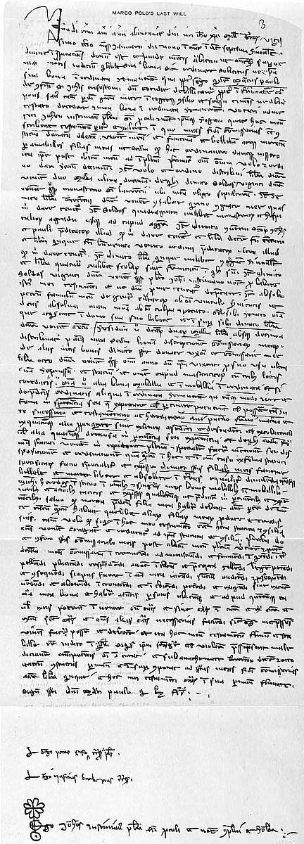 MARCO POLO’S LAST WILL