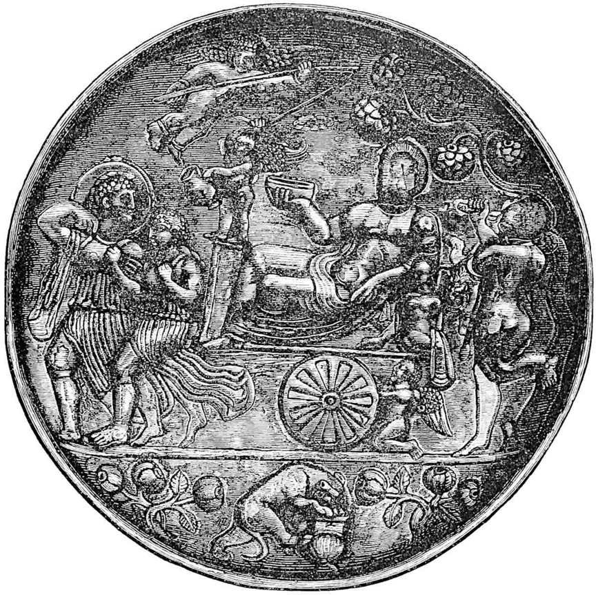 Ancient Silver Patera of debased Greek art, formerly in the possession of the Princes of Badakhshan, now in the India Museum.