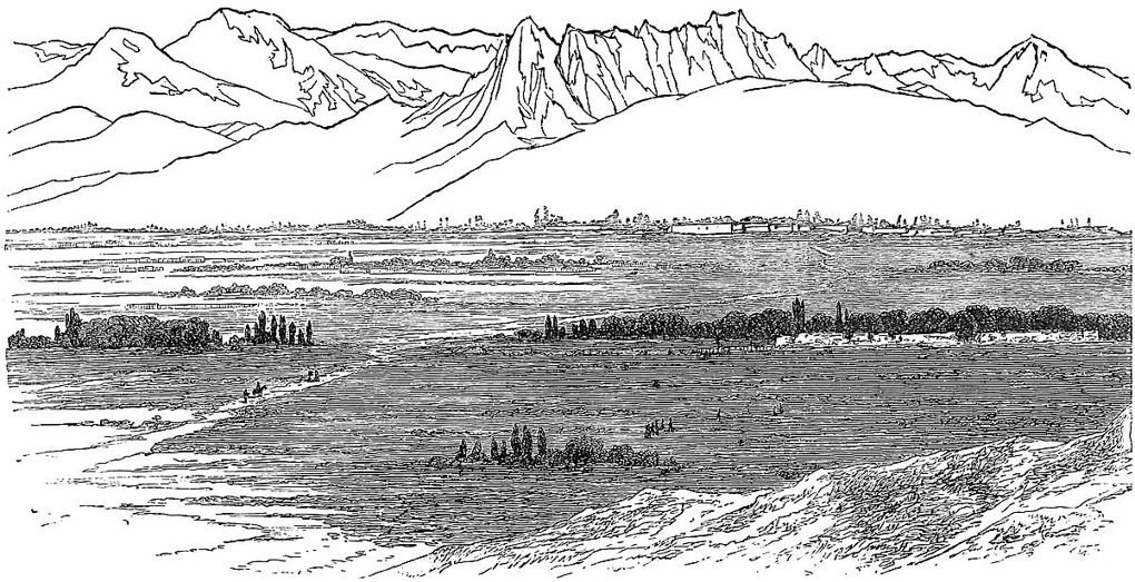View of Kashgar. (From Shaw’s “Tartary.”)