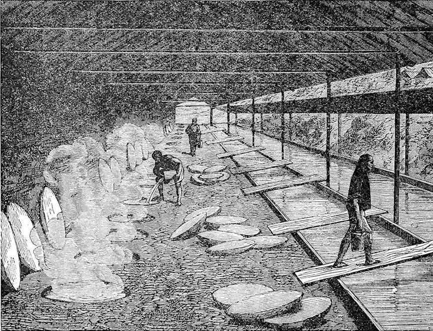 Salt pans in Yun-nan. (From Garnier.)