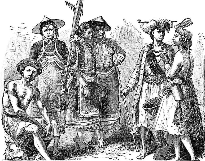 Ho-nhi and other Tribes in the Department of Lin-ngan in S. Yun-nan (supposed to be the Anin country of Marco Polo). (From Garnier’s Work.)