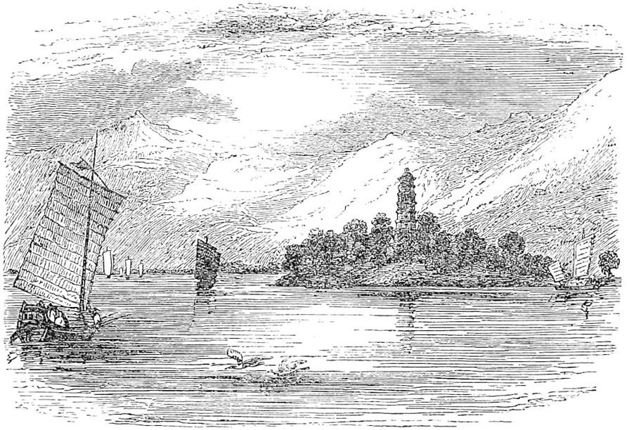 Scene on the Min River, below Fu-chau. (From Fortune.)