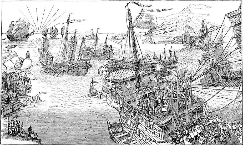 The Kaan’s Fleet passing through the Indian Archipelago.