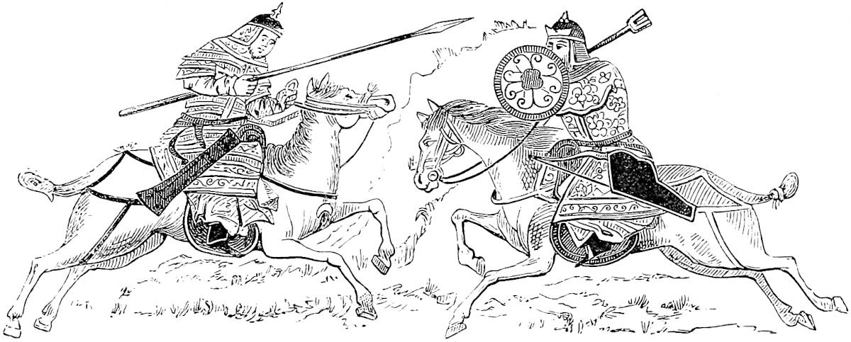 Asiatic Warriors of Polo’s Age. (From a contemporary Persian Miniature.)