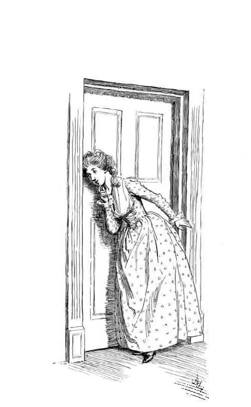 Listening at the door.