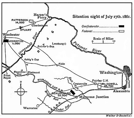 Map of the situation on the night of July 17th, 1861.