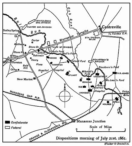 Map showing the dispositions on the morning of July 21st, 1861.