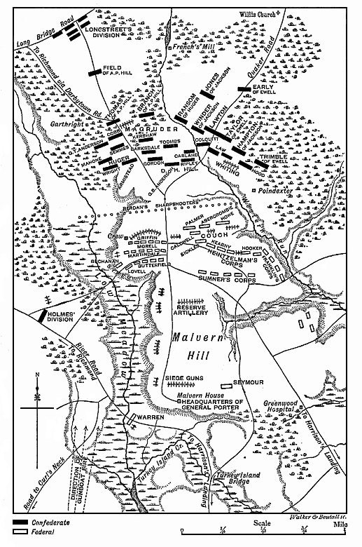 Map of the Battle of Malvern Hill.