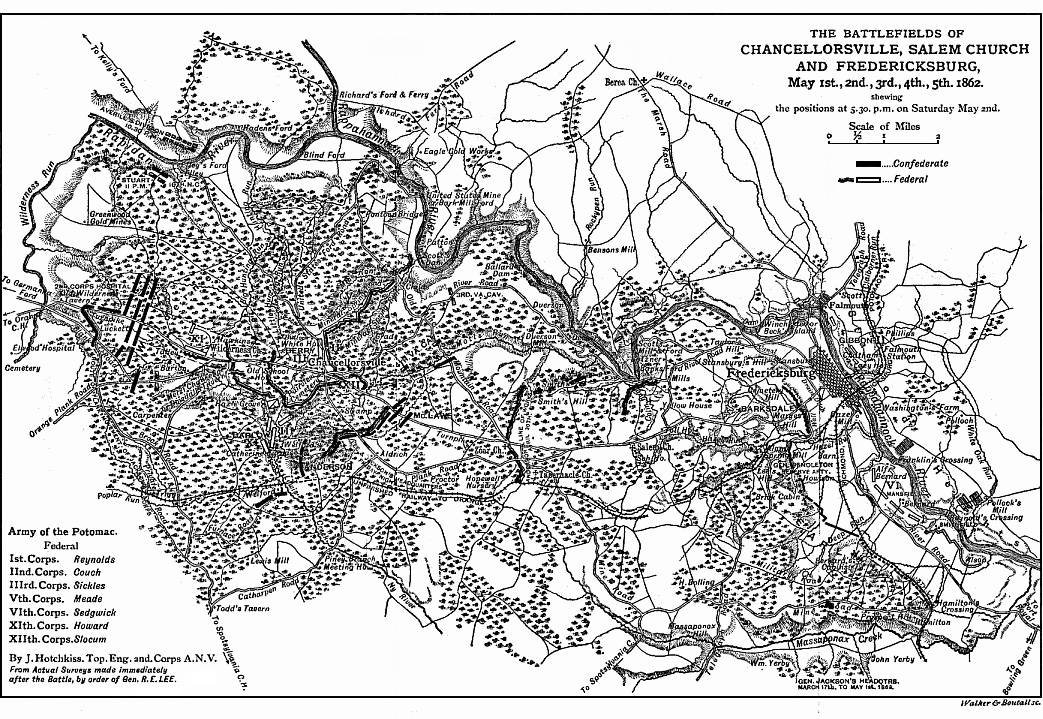 The Battlefields of Chancellorsville, Salem Church and Fredericksburg, May 1st, 2nd, 3rd, 4th, 5th, 1862.
