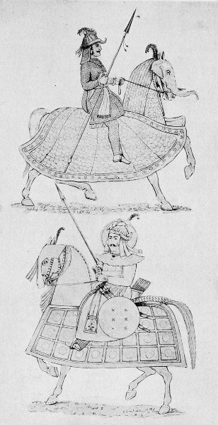 FACSIMILE OF NATIVE DRAWING OF PARTĀB SINGH AND RĀĒMALL.