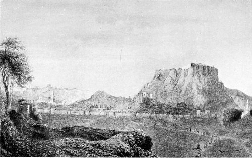 TOWN AND FORT OF JODHPUR. (From the south-east.)