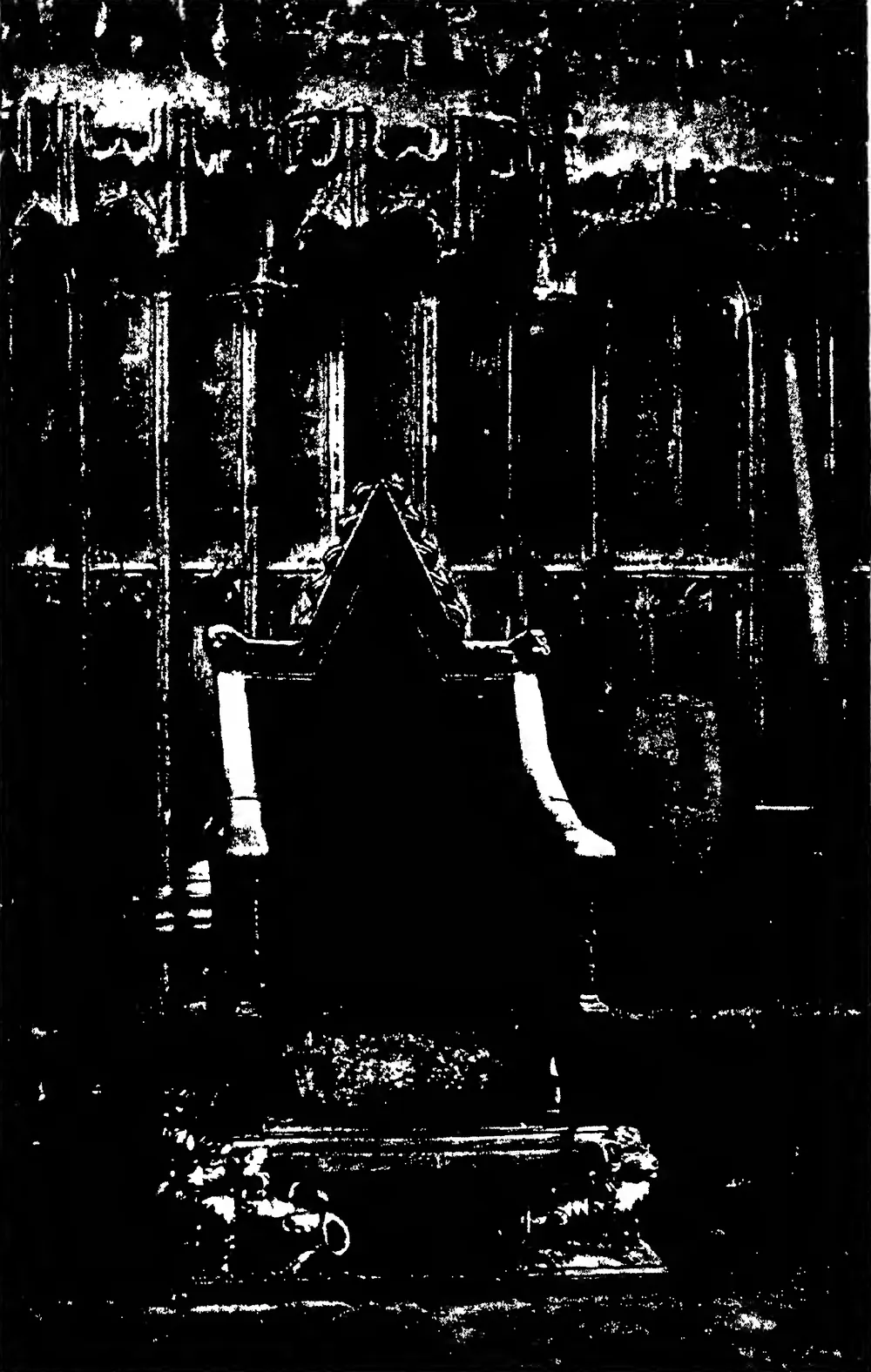 The “Stone of Destiny” under the Seat of the Coronation Chair in Westminster Abbey, on which every English Monarch has been crowned since the days of Edward the First (A.D. 1298) N